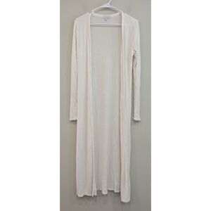 S'Edge White Ribbed Rayon Long Open Cardigan Size Small